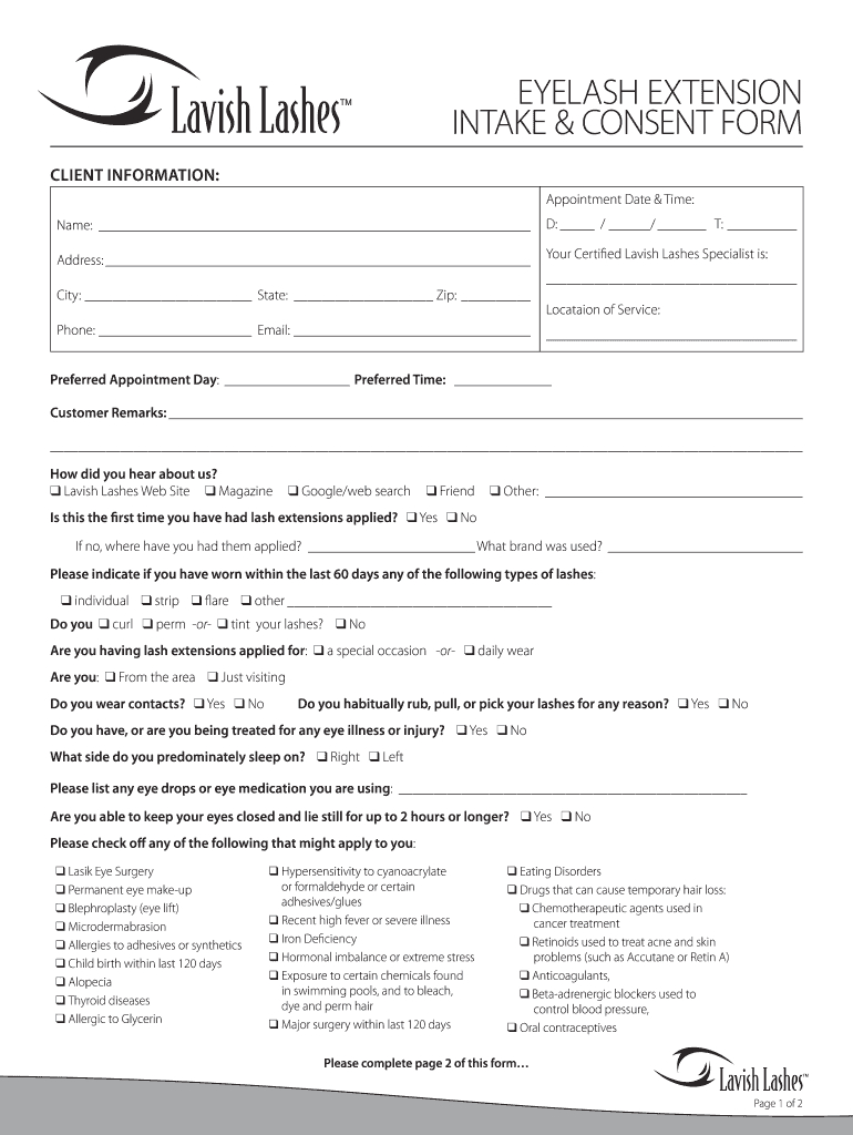 Eyelash Extension Consent Form Template Free: Fill Out &amp;amp; Sign with Free Printable Eyelash Extension Consent Form