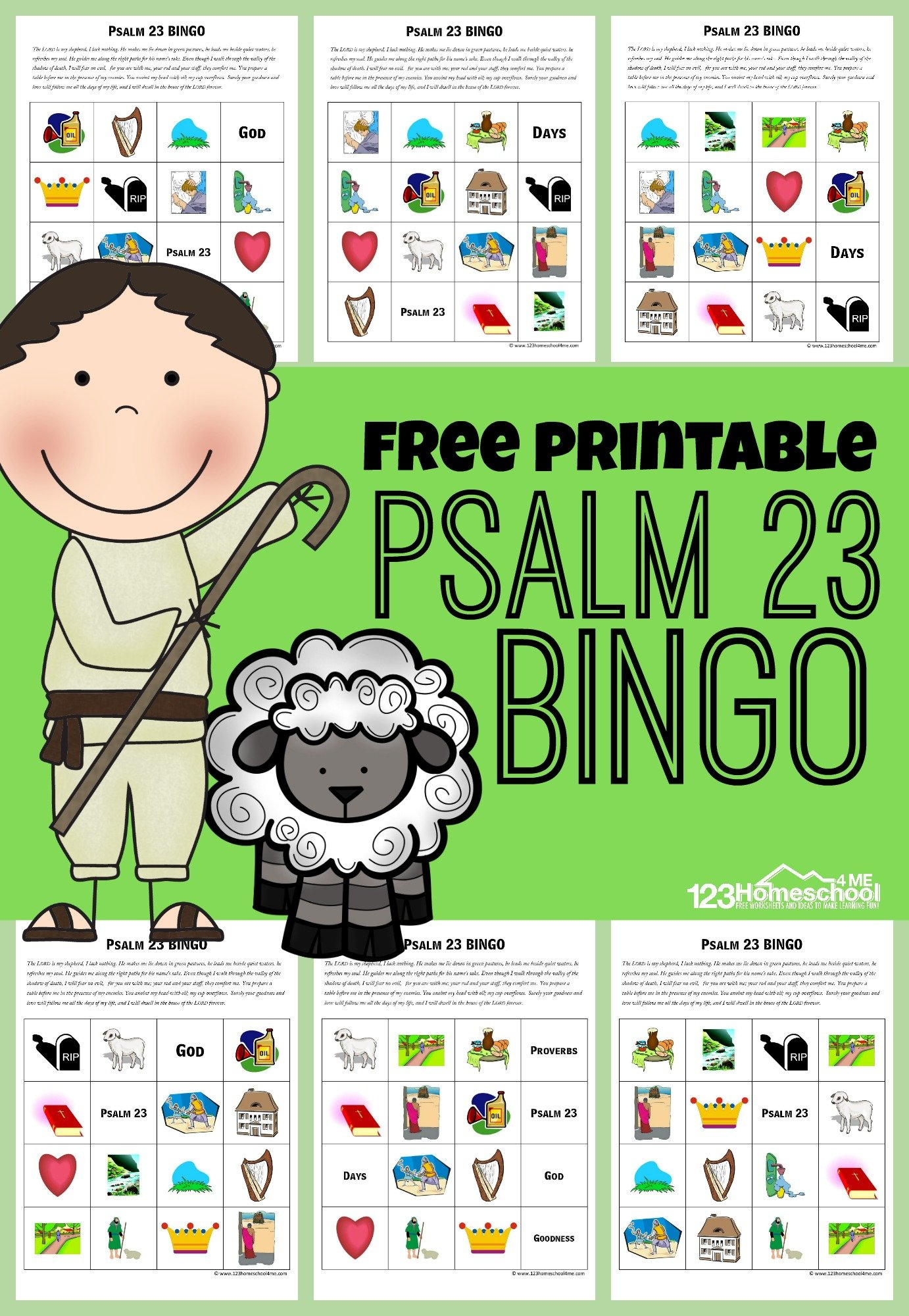 🐑 Free Printable Psalm 23 Bingo in Printable Psalm 23 Activity Sheets