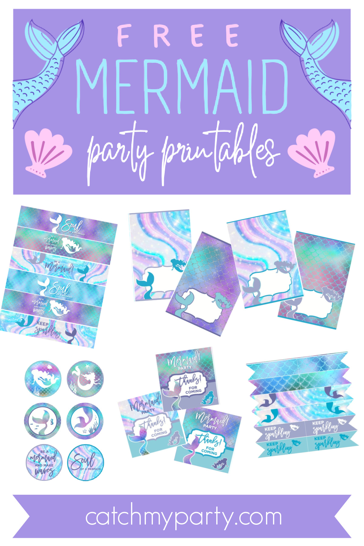 Fabulous Free Mermaid Party Printables! | Catch My Party regarding Free Printable Mermaid Party
