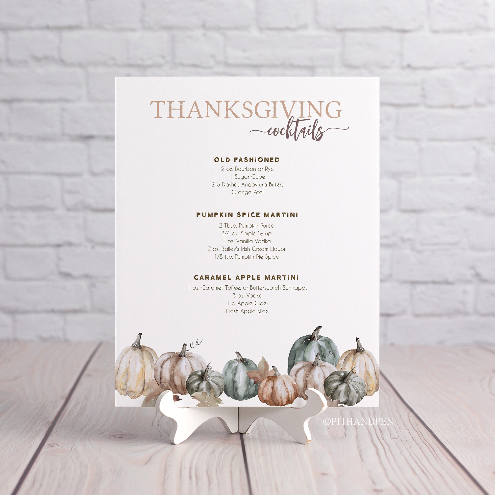 Fall Cocktail Menu Sign, Thanksgiving Bar Sign, Pumpkins, Instant with Thanksgiving Cocktail Menu Template
