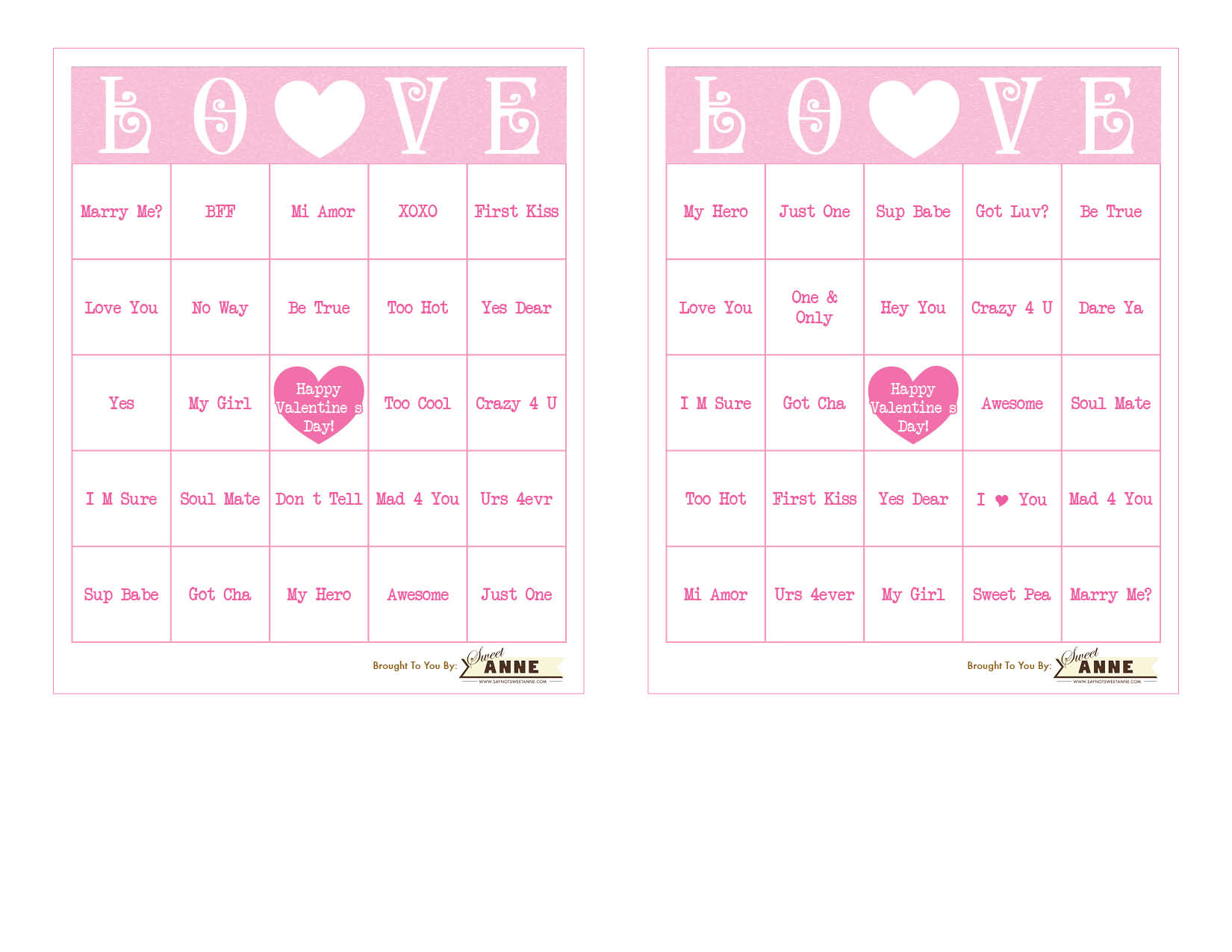 Fall In Love With Free Printable Valentine Bingo - Sweet Anne Designs regarding Downloadable Free Printable Valentine Bingo Cards