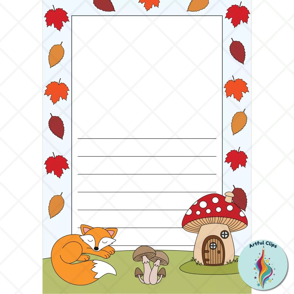 Fall Writing Paper With Lines, Autumn Stationery Templates for Printable Fall Writing Paper