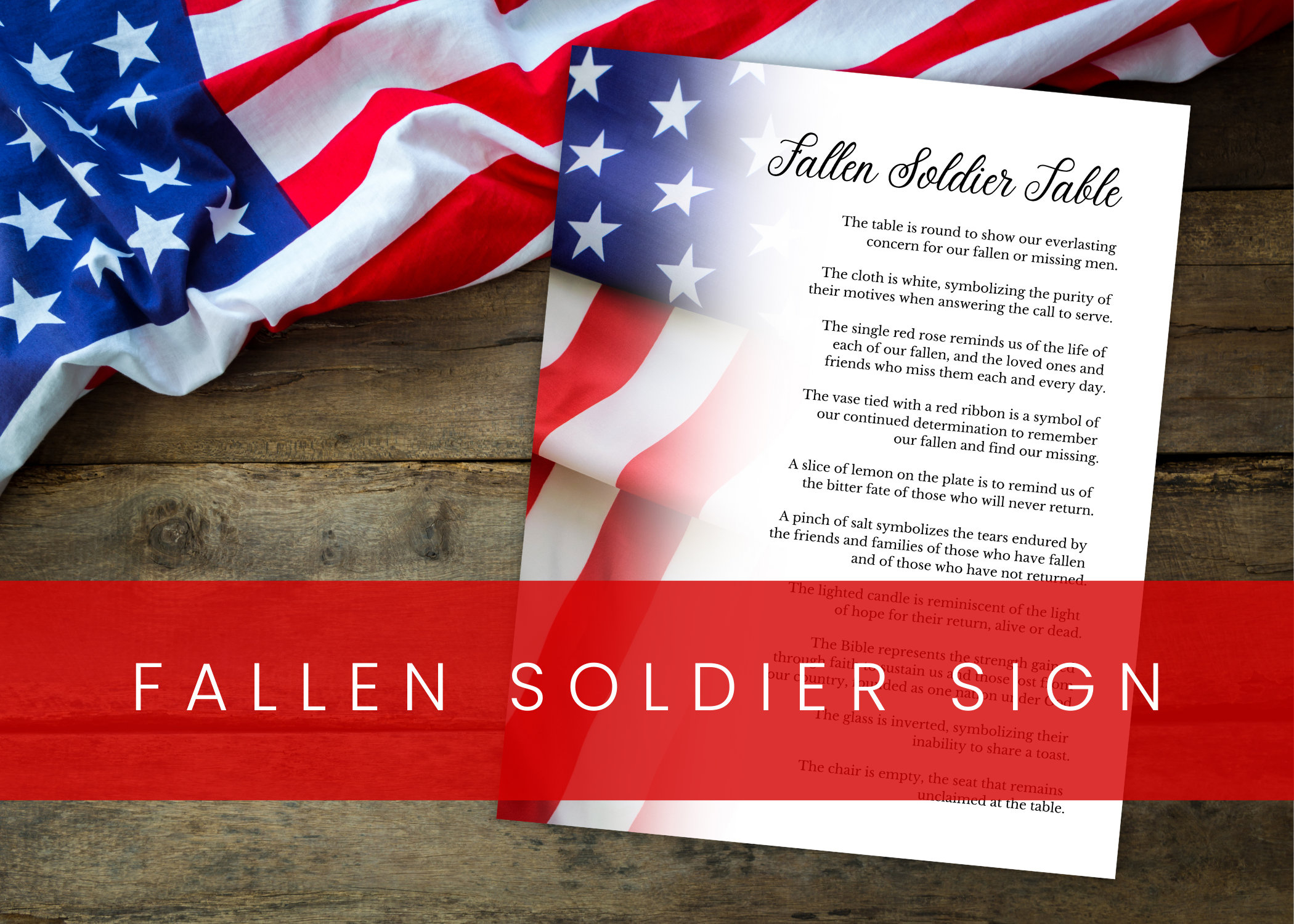 Fallen Soldier Memorial Sign | White Background | Digital Download pertaining to Veterans Day White Table Poem