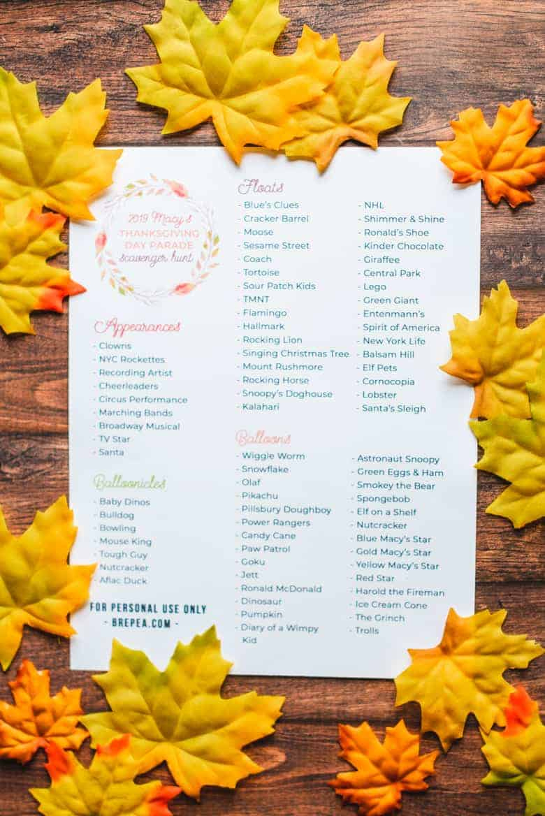 Family Thanksgiving Idea: Macy&amp;#039;S Thanksgiving Day Parade Scavenger for Macy&amp;#039;S Thanksgiving Parade Scavenger Hunt Printable