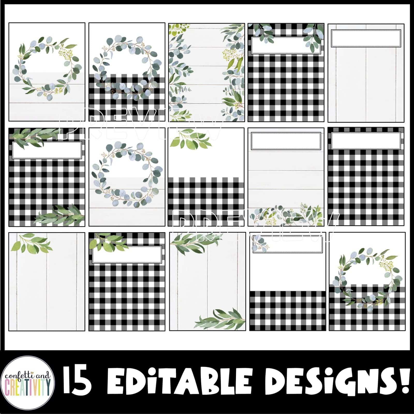 Farmhouse Binder Covers &amp;amp; Spines | Confetti &amp;amp; Creativity for Free Editable Printable Binder Covers and Spines Black and White