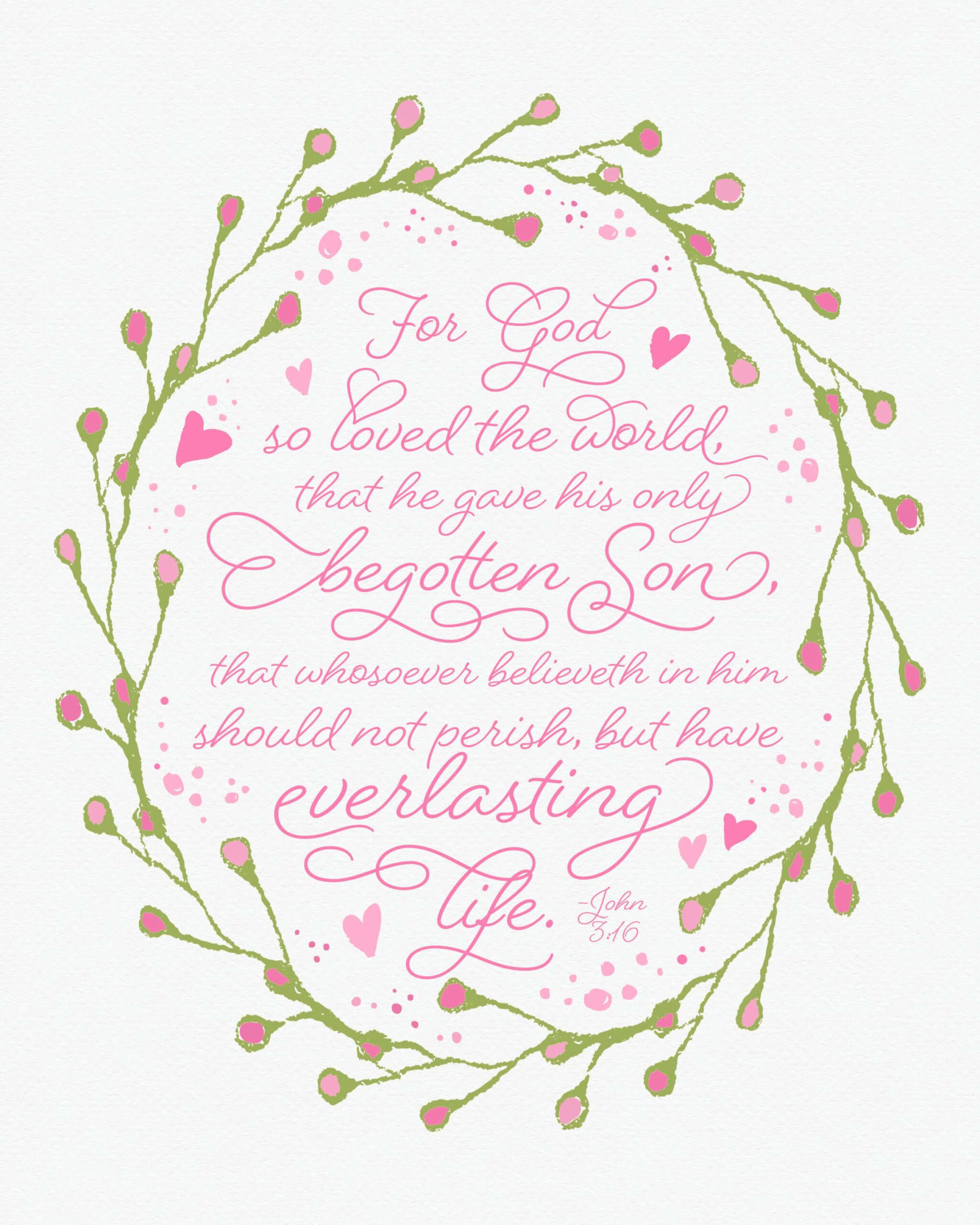 February 2018 Free Visiting Teaching Printable Handout (John 3:16) in John 3 16 Free Printable