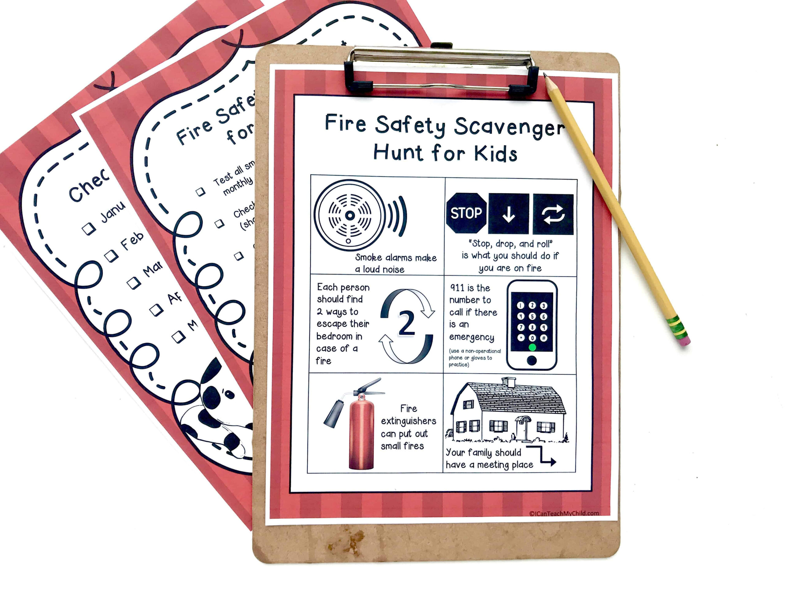 Fire Safety Checklist And Scavenger Hunt - I Can Teach My Child! pertaining to Fire Safety Scavenger Hunt Printable
