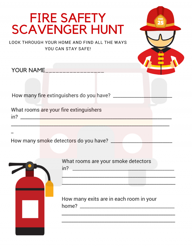 Fire Safety Scavenger Hunt Free Printable Download For Kids intended for Fire Safety Scavenger Hunt Printable