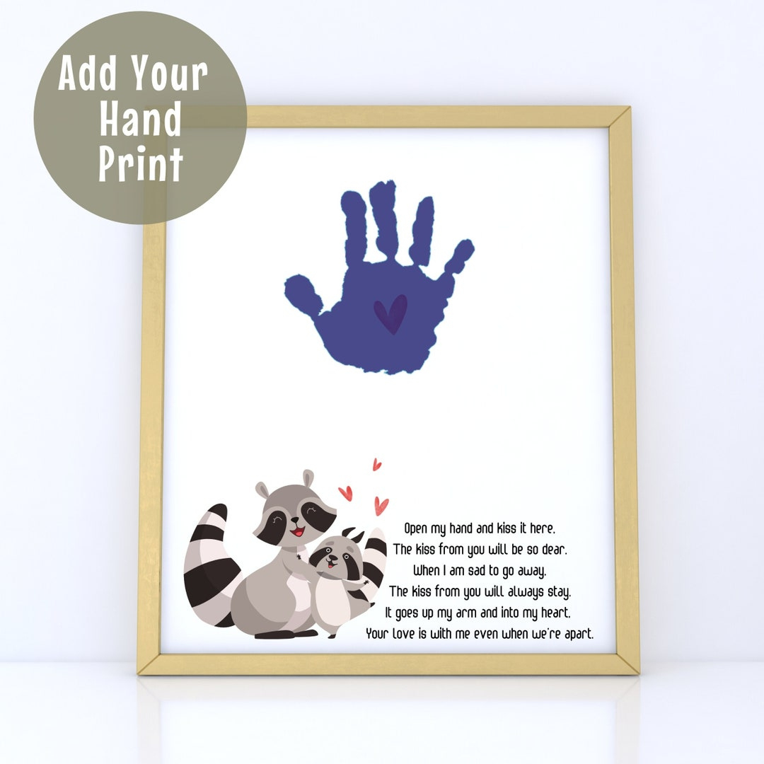 First Day Of School Handprint Hand Art, The Kissing Hand Raccoon intended for Printable Kissing Hand Poem