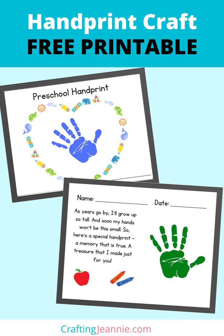 First Day Of School Handprint Poem (Free) - Crafting Jeannie intended for Free Printable First Day Of Preschool Handprint Poem