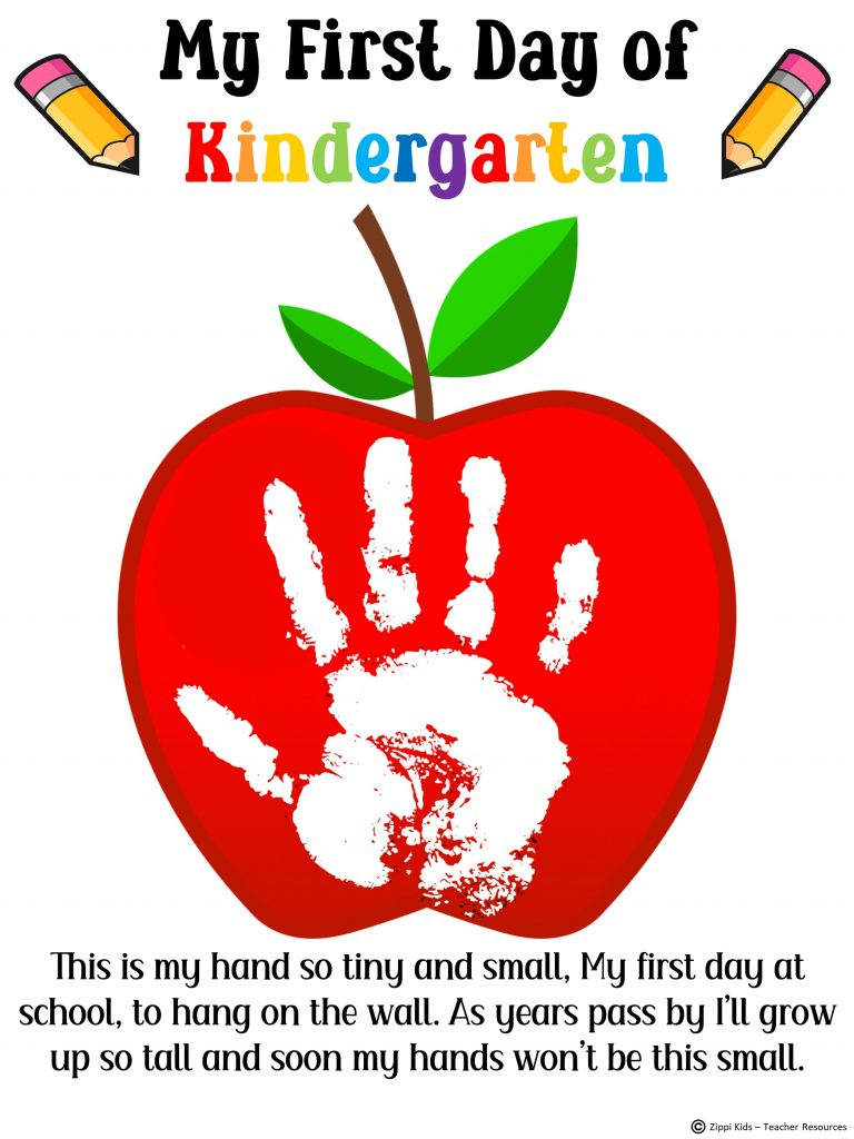 First Day Of School Handprint Poem Keepsake For Prek Through 2Nd for Free Printable First Day Of Preschool Handprint Poem