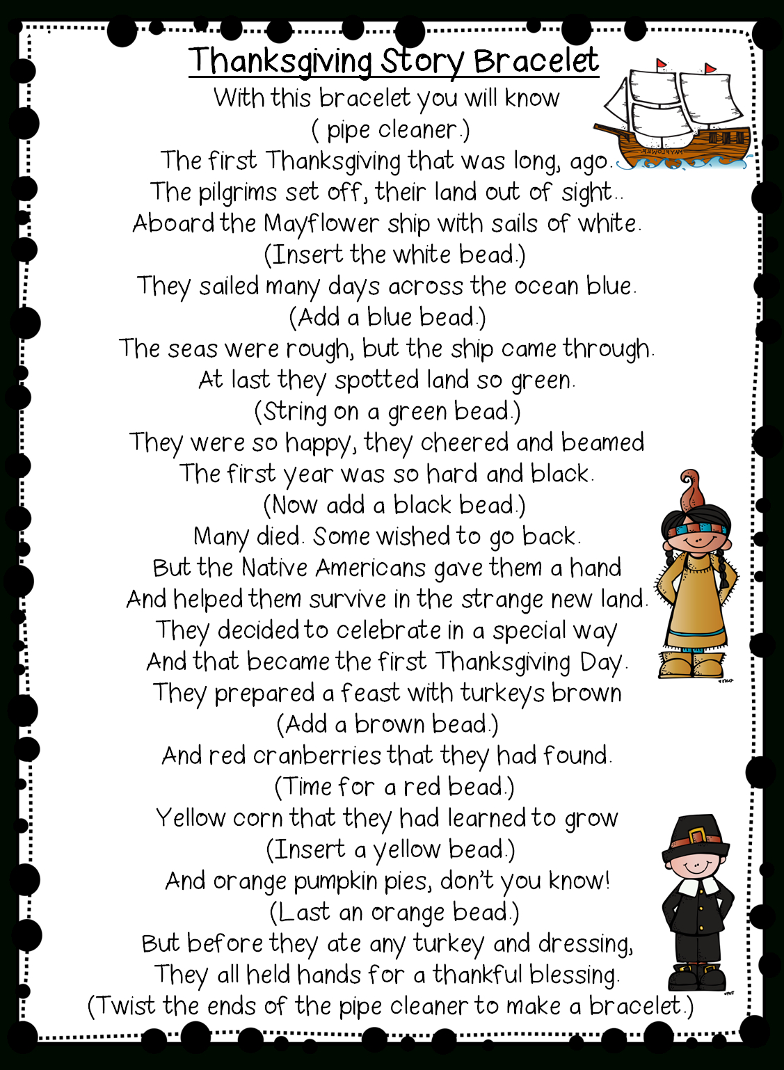 First Grade Wow: Retelling Thanksgiving throughout Printable Thanksgiving Bracelet Poem