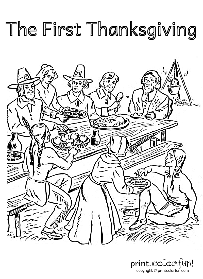 First Thanksgiving - Thanksgiving Coloring Pages For Adults inside Printable First Thanksgiving Coloring Pages