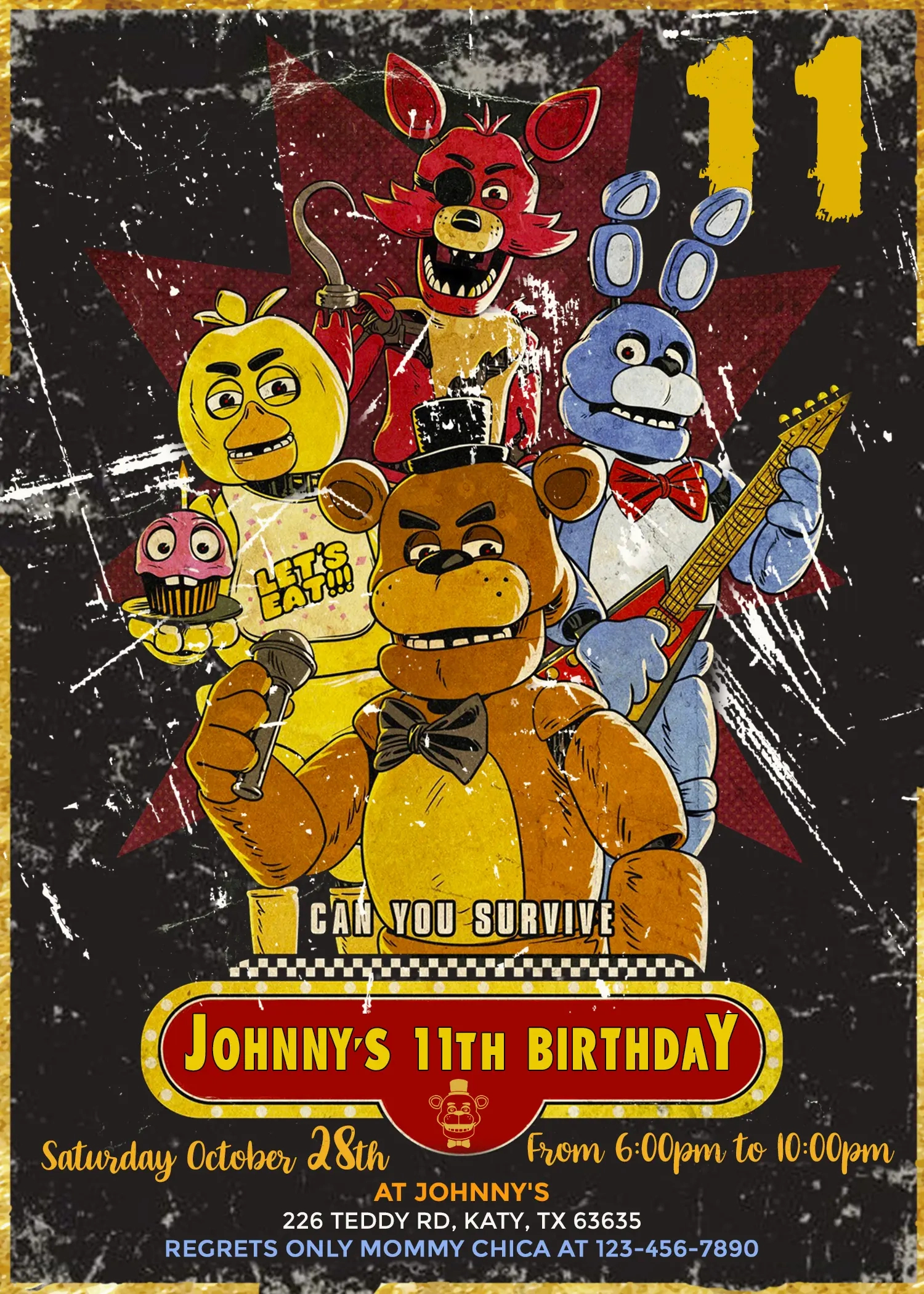 Five Nights At Freddy&amp;#039;S Birthday Invitation - Oscarsitosroom within Free Printable Fnaf Birthday Invitations