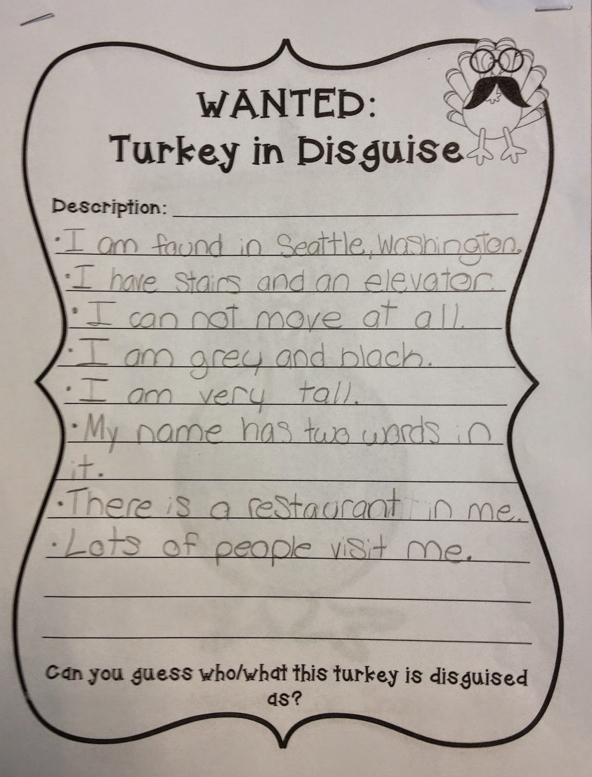 Flashback: Turkeys In Disguise - Mrs. O Knows with Turkey in Disguise Writing Examples
