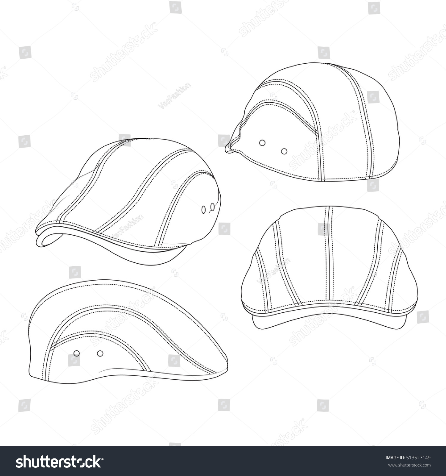 Flat Cap Vector Template: Stock-Vektorgrafik (Lizenzfrei within Printable Flat Cap Pattern Free