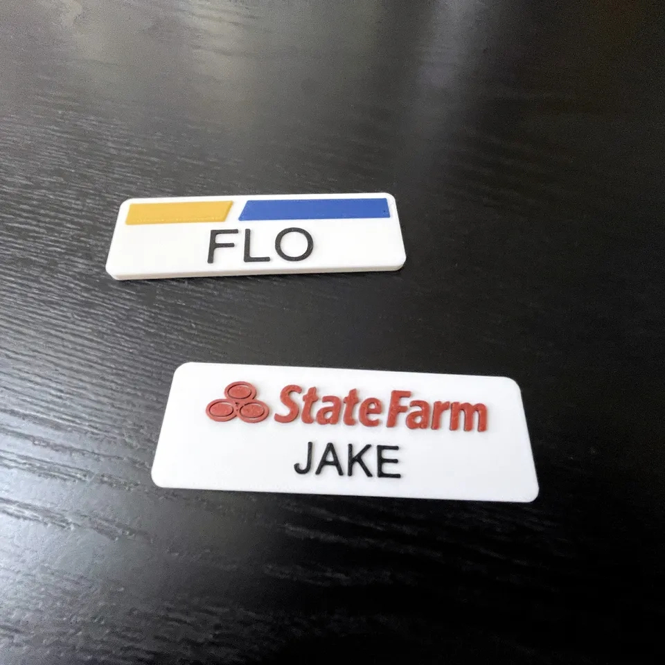 Flo From Progressive And Jake From State Farm Cosplay Nametags regarding Jake From State Farm Name Tag Printable Free