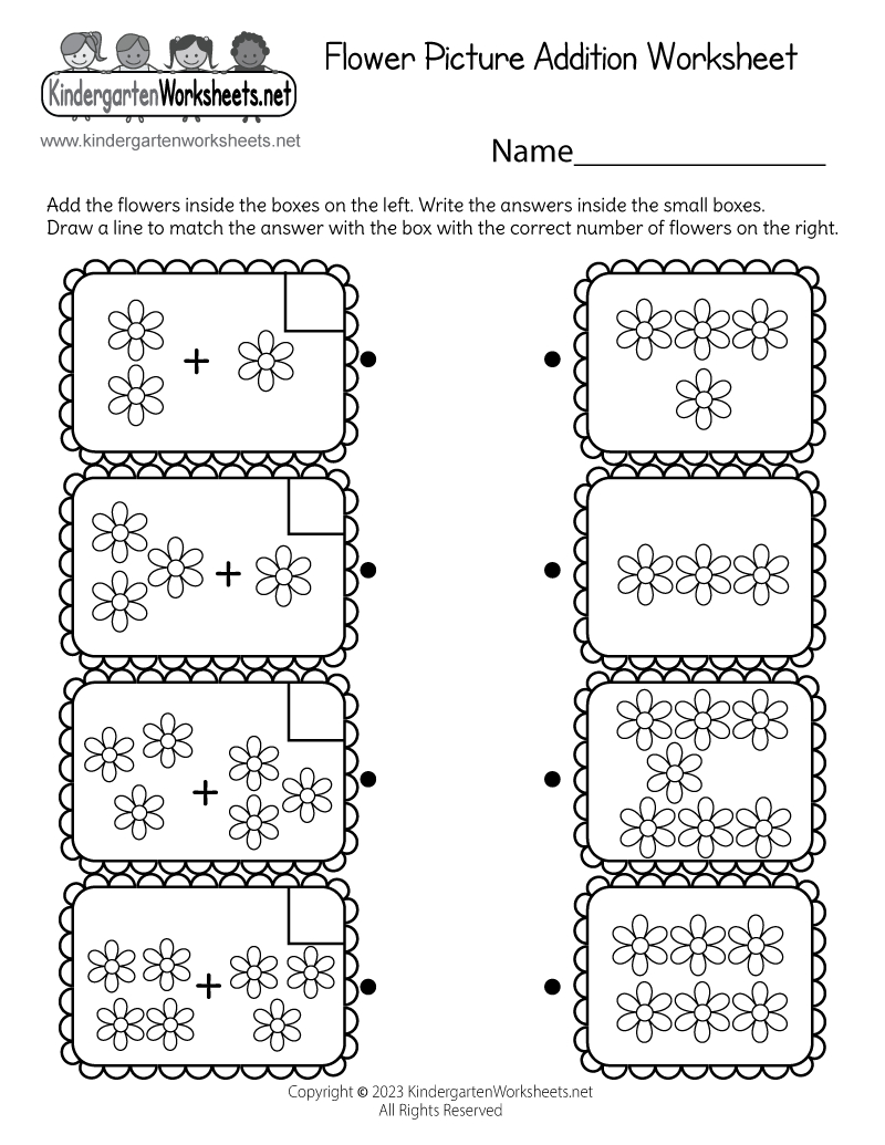 Flower Picture Addition Worksheet - Free Printable, Digital, &amp;amp; Pdf throughout Add And Match Picture Addition Worksheet