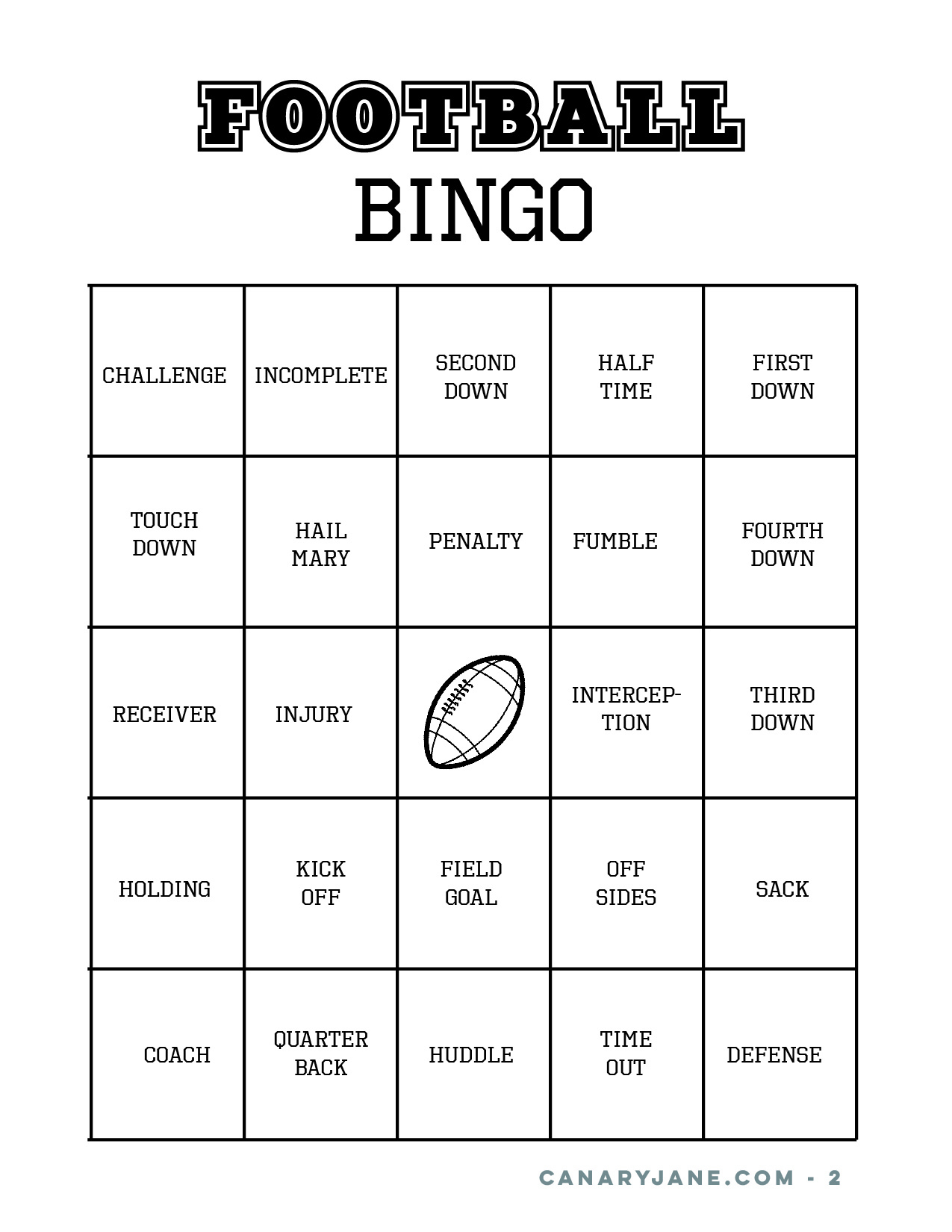 Football Party Free Printable Bingo, Party Decor, And Coloring for Football Bingo Cards Free