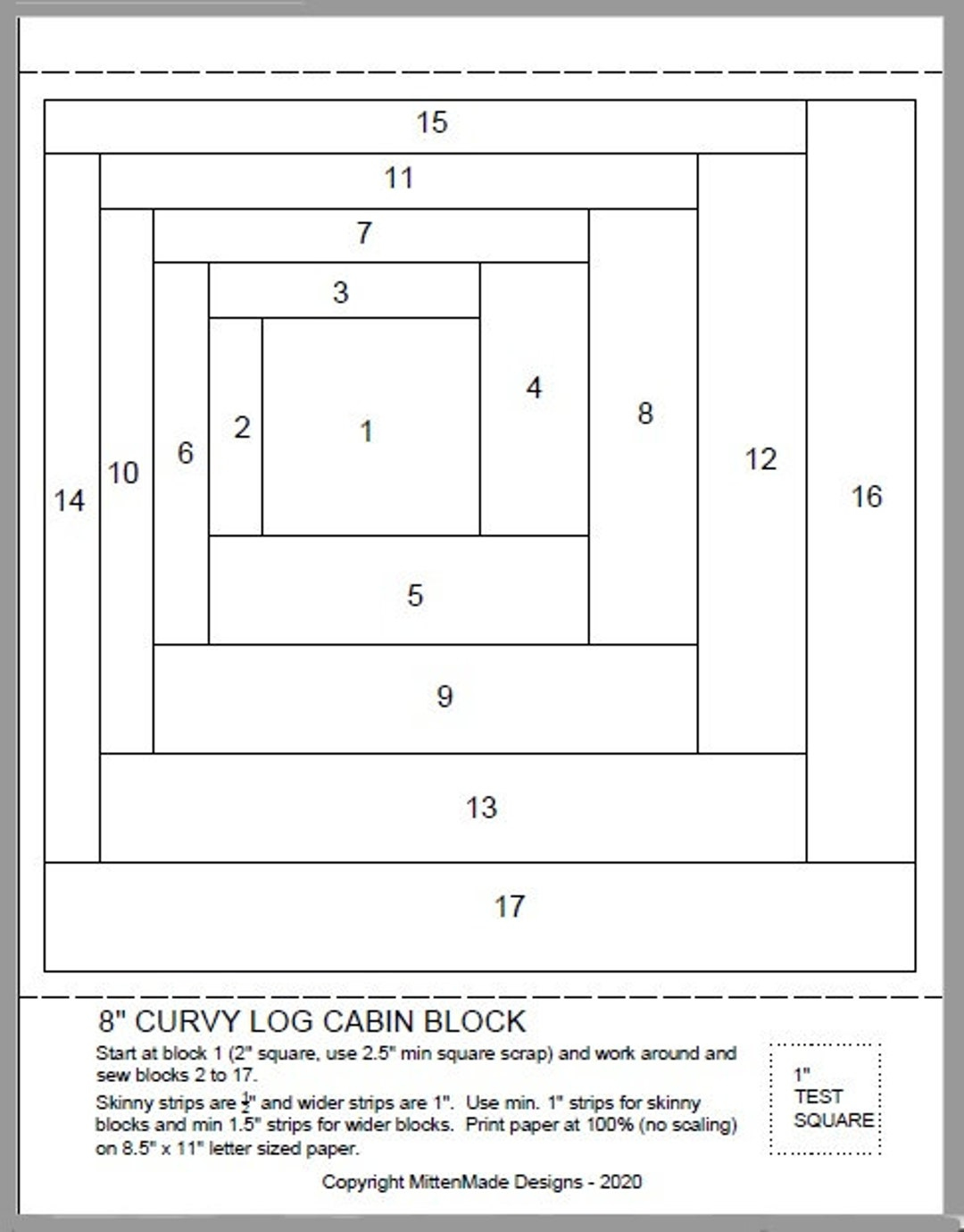 Fpp - Print Your Own - 8&amp;quot; Curvy Log Cabin Block (2 Versions inside Printable Curved Log Cabin Quilt Pattern Free