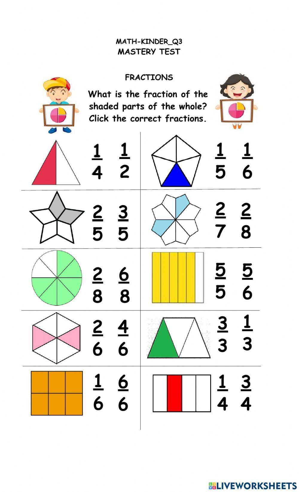 Fractions Online Exercise For Kindergarten | Live Worksheets for Printable Kindergarten Fractions Worksheets