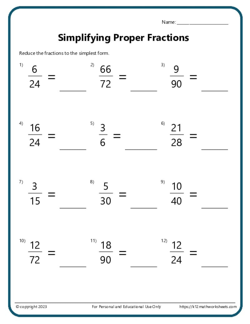 Fractions Worksheets - K12 Math Worksheets inside Printable Fractions Worksheet