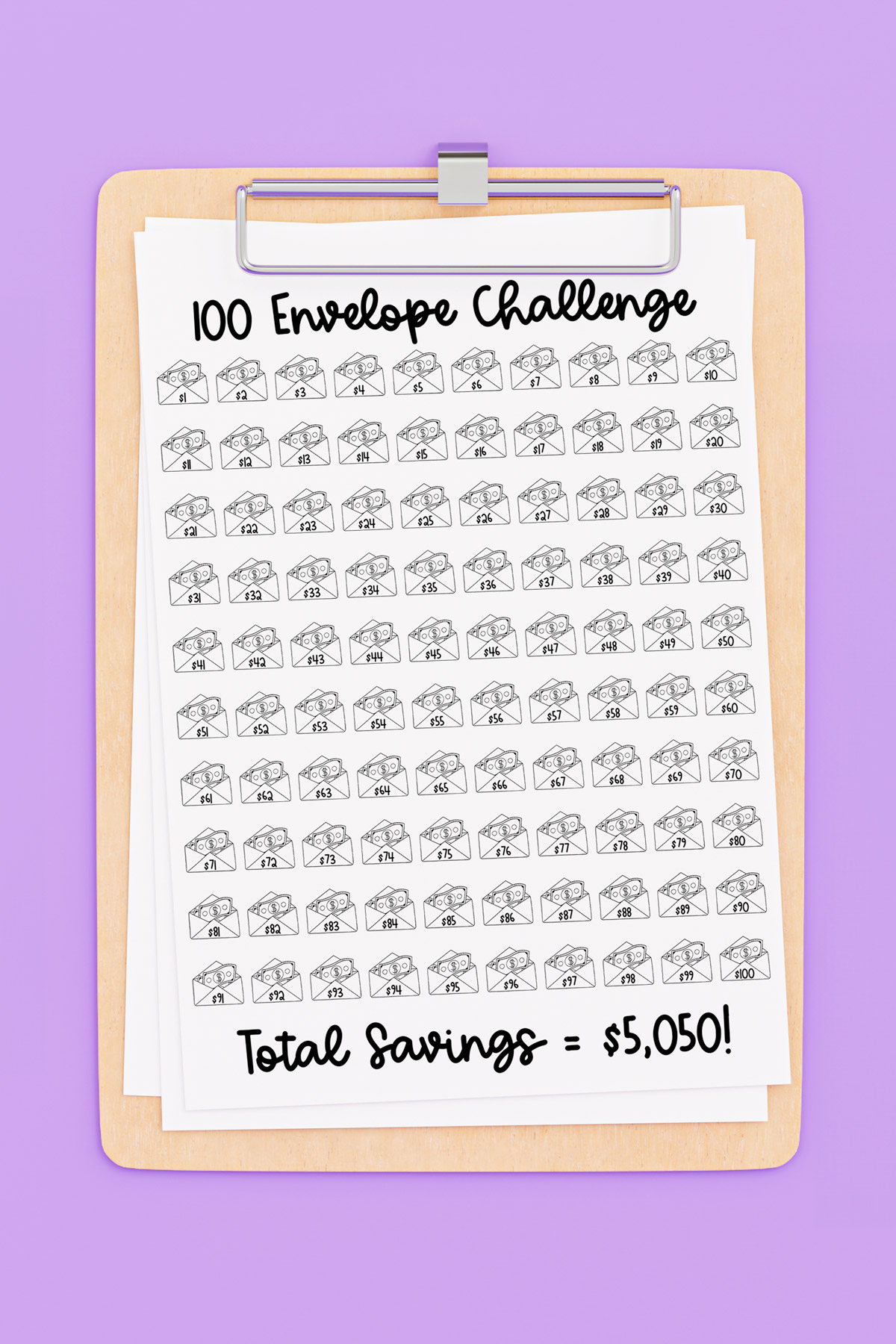 Free 100 Envelope Challenge Printable Chart To Save Money pertaining to Printable 100 Envelope Challenge Chart