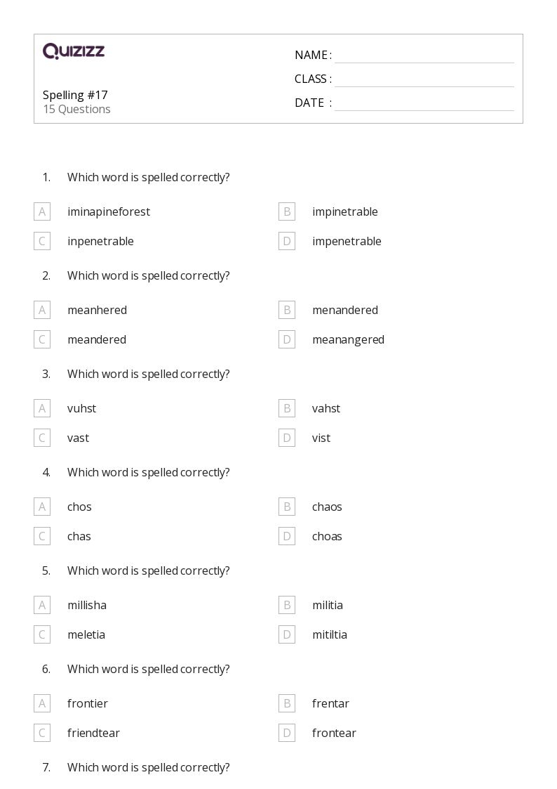 Free 7Th Grade Spelling Worksheet, Download Free 7Th Grade in Vocabulary Printable Worksheets For Grade 7