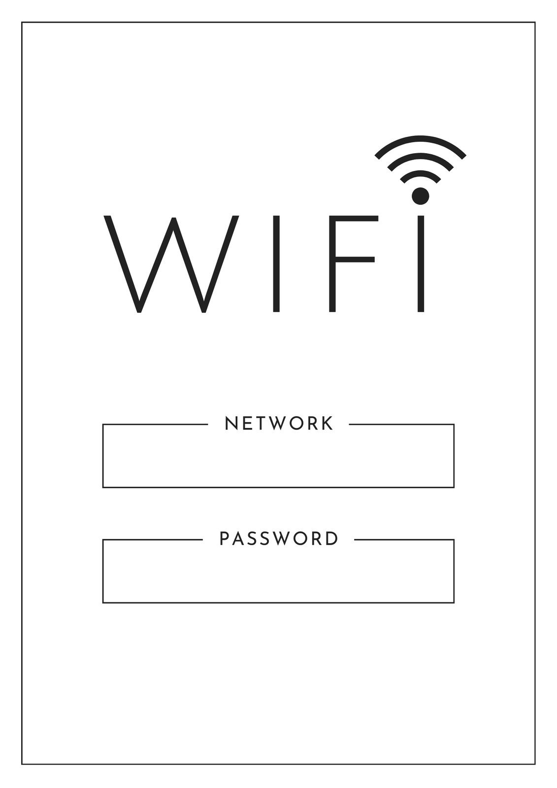 Free And Customizable Wifi Templates in Free Printable Wifi Password Template 5X7