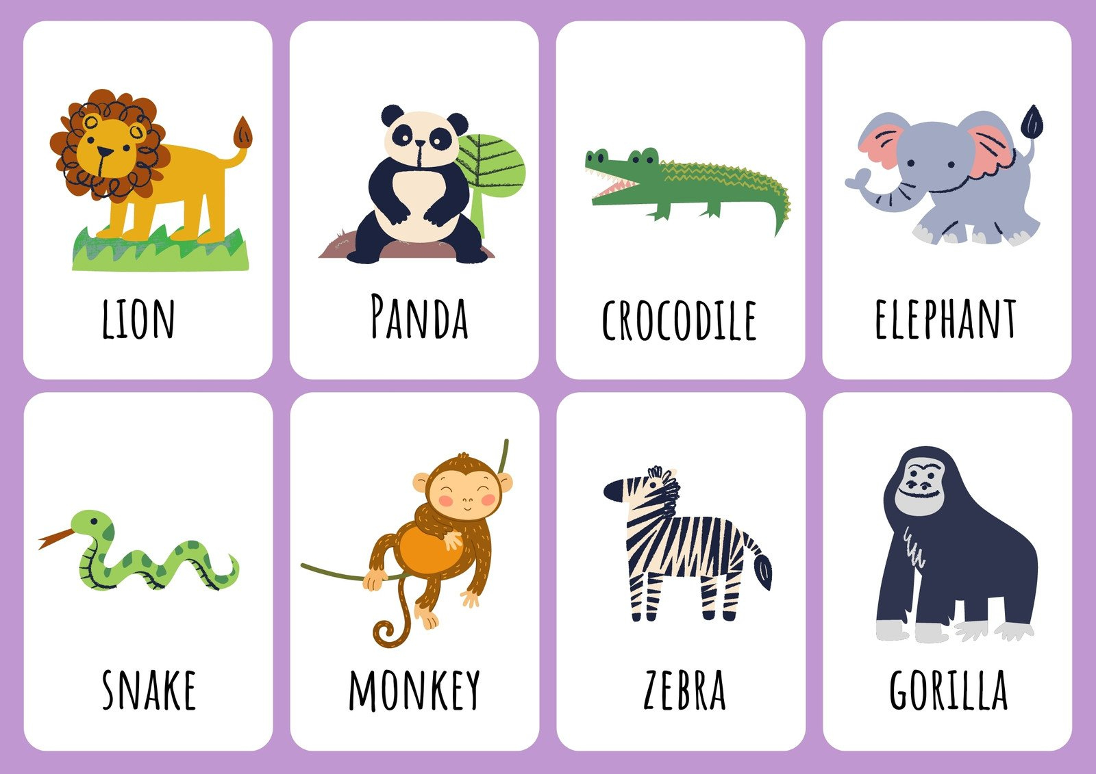 Free Animal Flashcards To Customize And Print | Canva - Worksheets with Free Printable Animal Cards