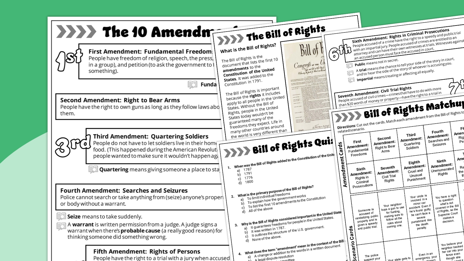 Free Bill Of Rights Worksheet Bundle with Free Printable Bill of Rights Worksheets