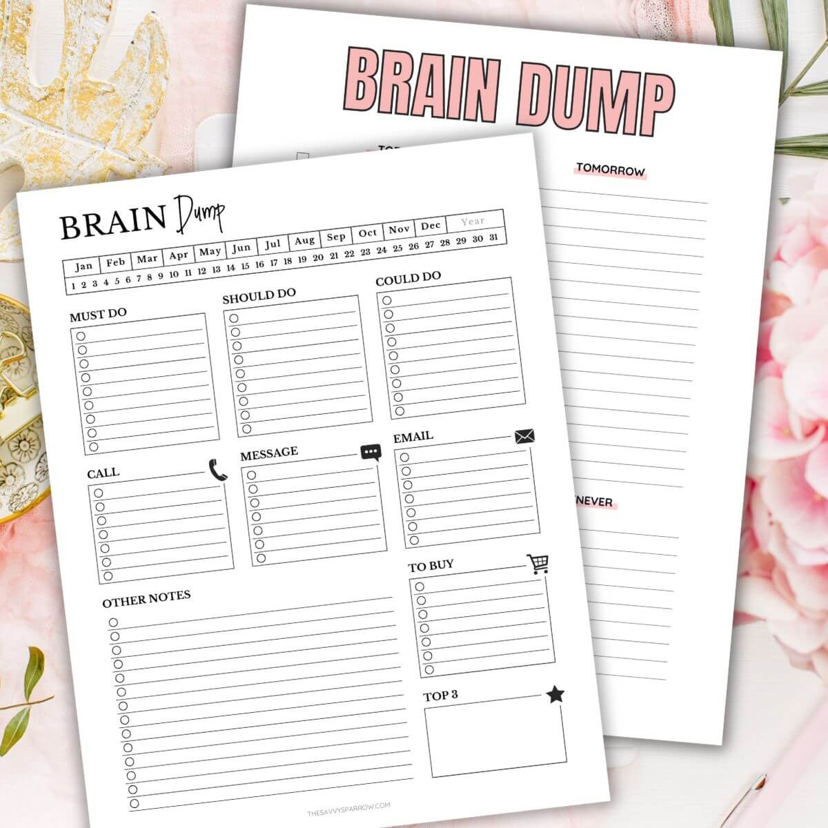 Free Brain Dump Template To Get Yourself Organized with Free Brain Dump Printable