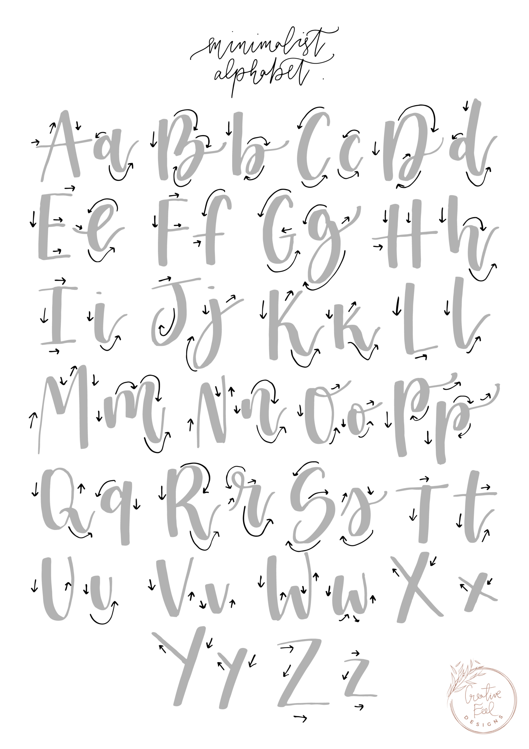Free Brush Lettering Practice Sheet - Minimalist Alphabet - Modern intended for Brush Lettering Practice Sheets Printable Free