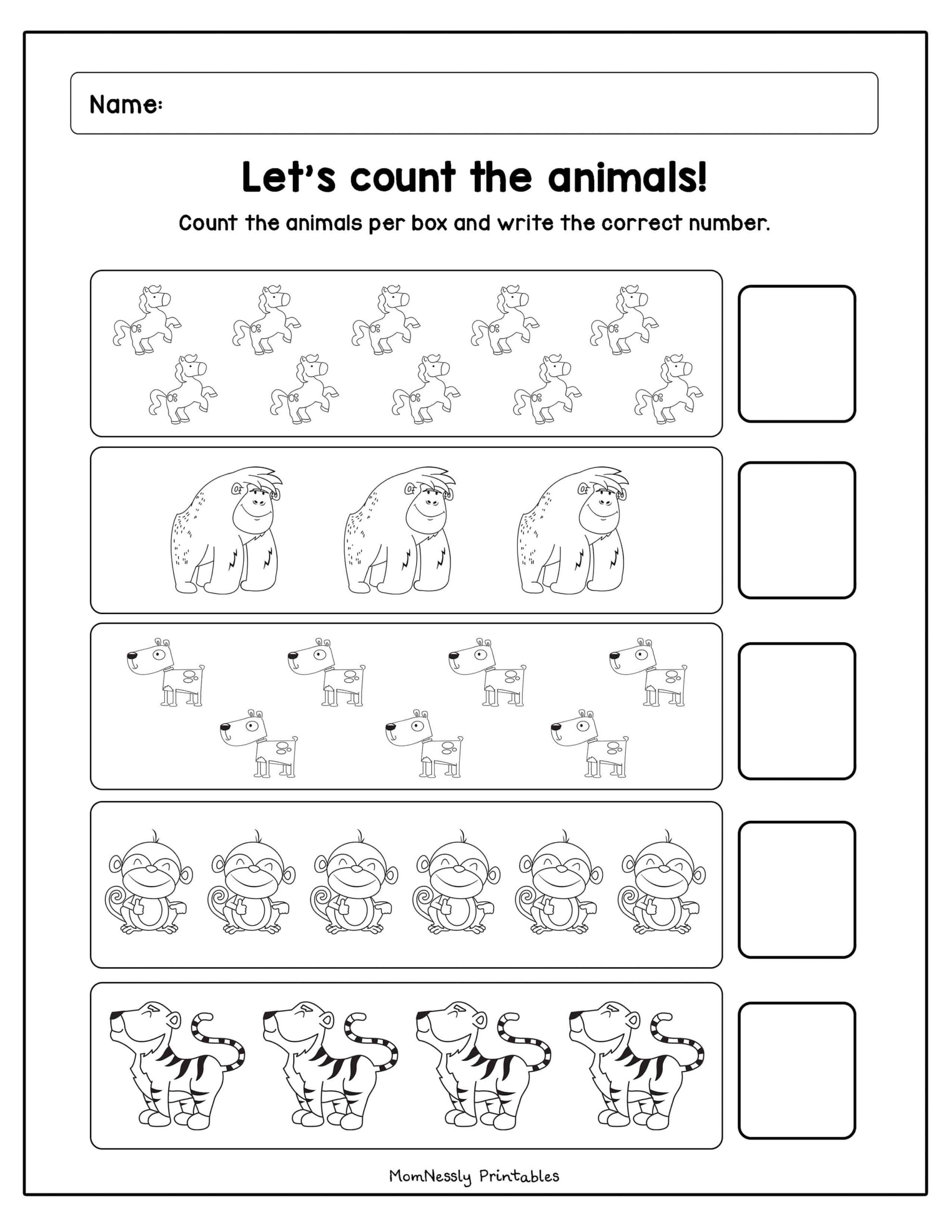 Free Counting Worksheets - Tribobot X Mom Nessly with Animal Counting Worksheet Printable