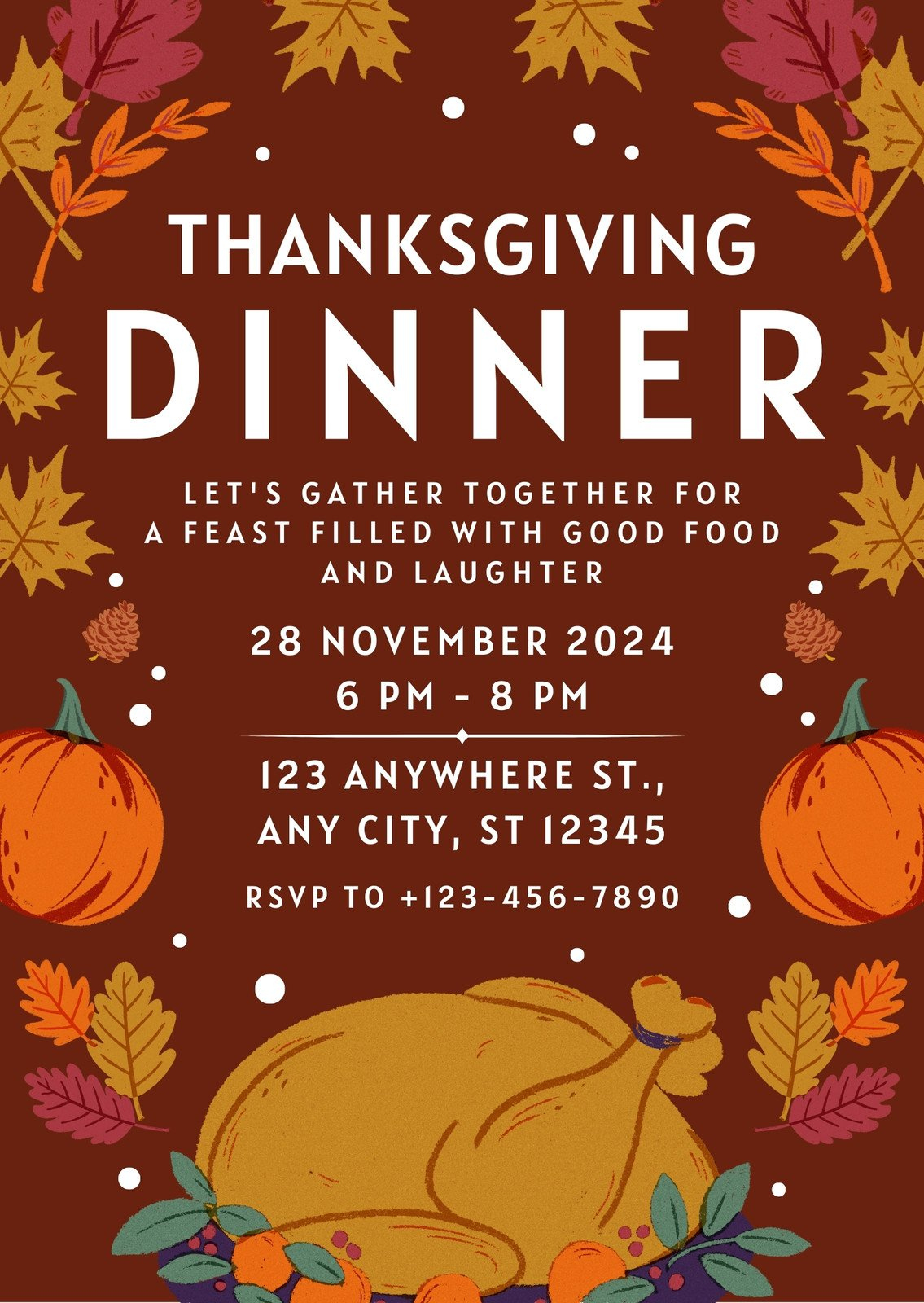 Free Custom Printable Thanksgiving Invitation Templates | Canva pertaining to Printable Thanksgiving Dinner Invitation