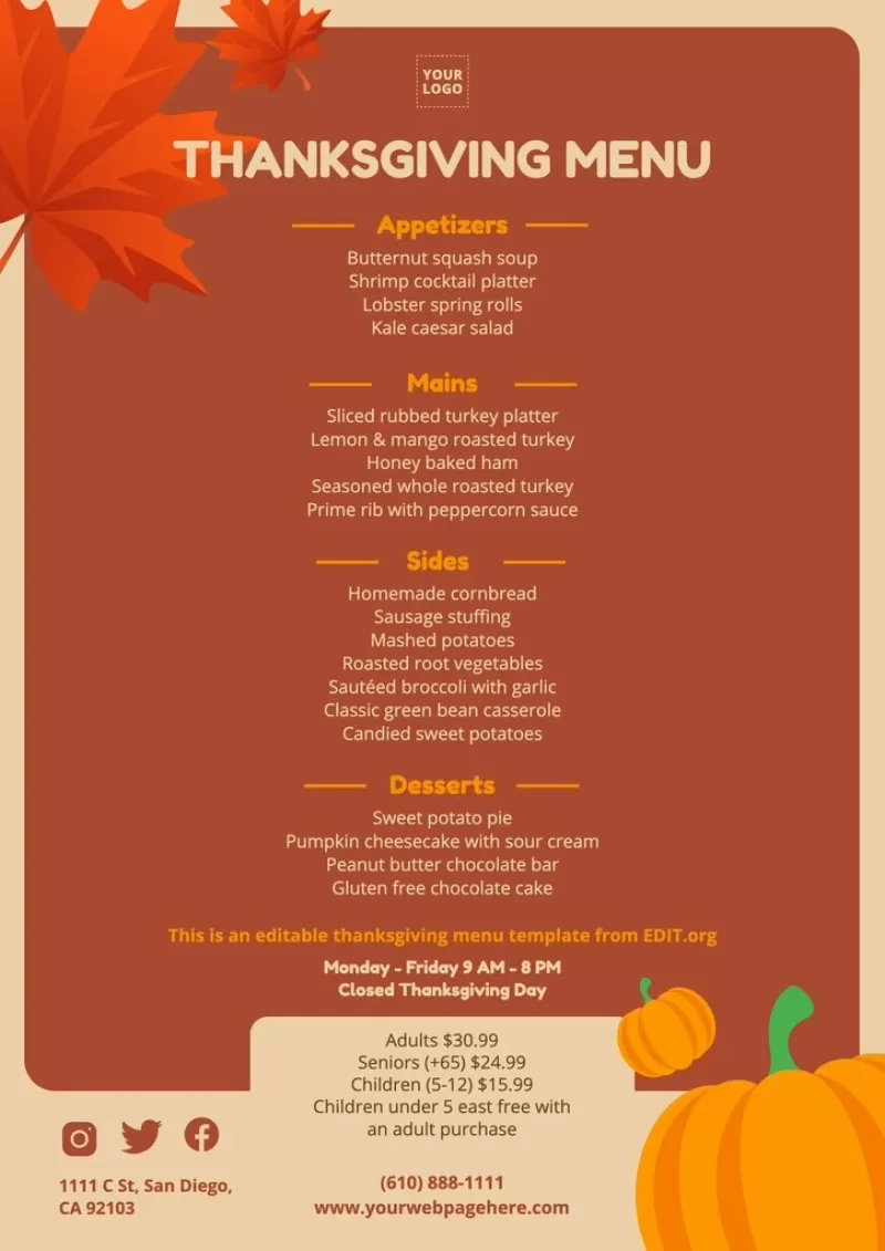 Free Custom Thanksgiving Menu Templates regarding Thanksgiving Menu Template Royalty Free