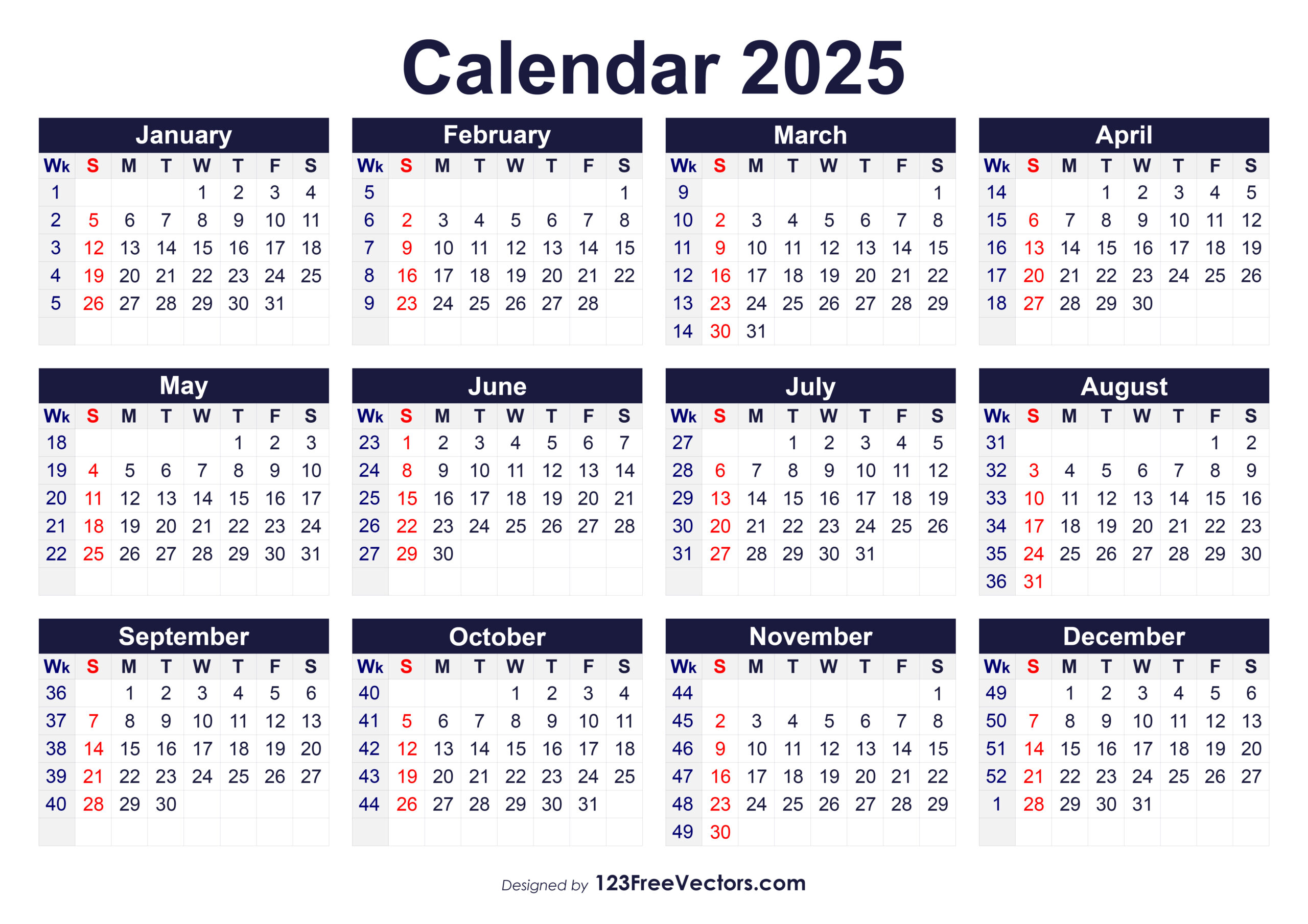 Free Download Printable 2025 Calendar With Week Numbers with regard to Free Printable 2025 Calendar With Week Numbers