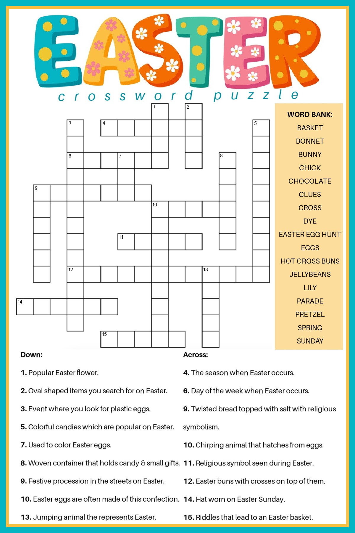 Free Easter Crossword Puzzle Printable - 2 Versions & Answer Key throughout Free Printable Easter Crossword Puzzles