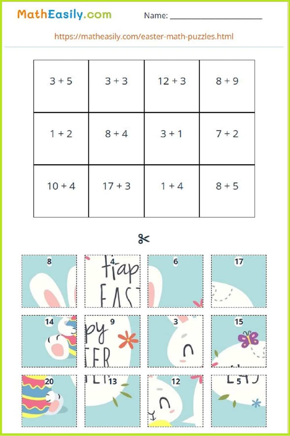 Free Easter Math Puzzles Printable 🐰 pertaining to Free Printable Easter Puzzle