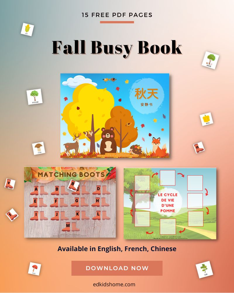 Free Fall Busy Book Printable: Chinese, French, English - Edkids Home pertaining to Free Busy Book Printables