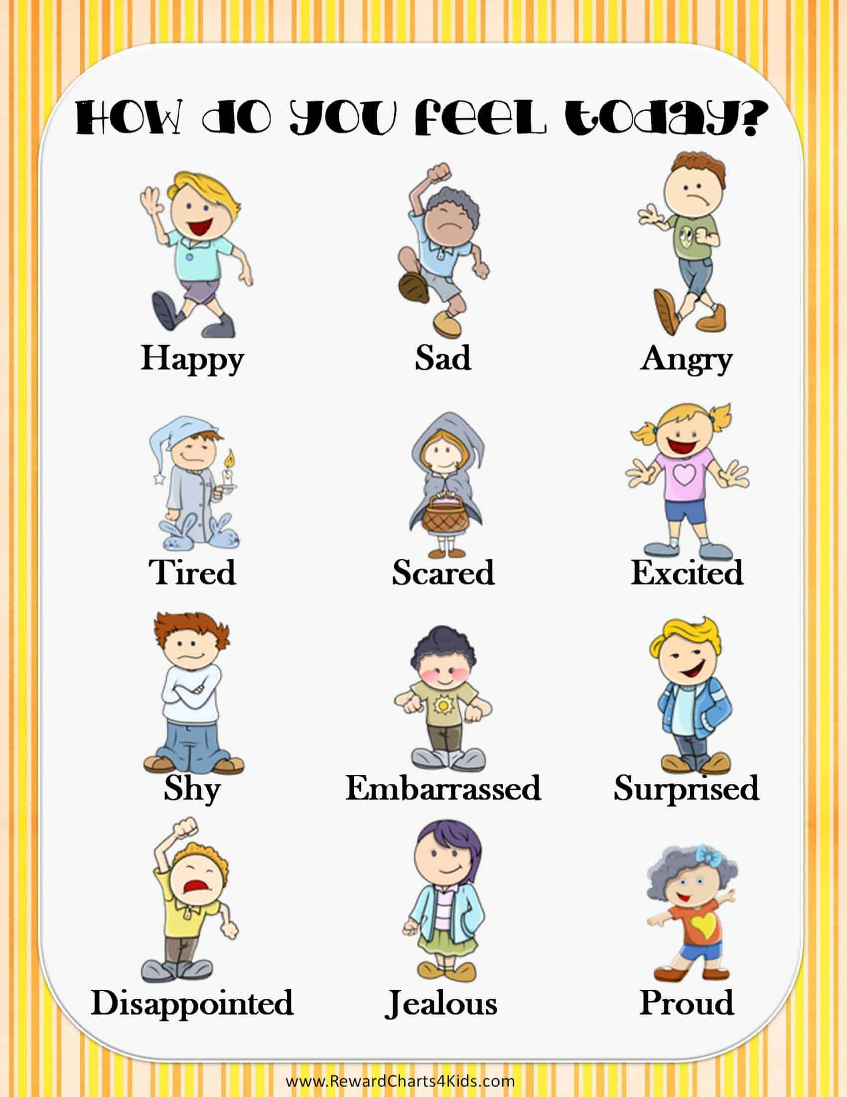 Free Feeling Chart For Kindergarteners With Photos for Feelings Chart Printable Free
