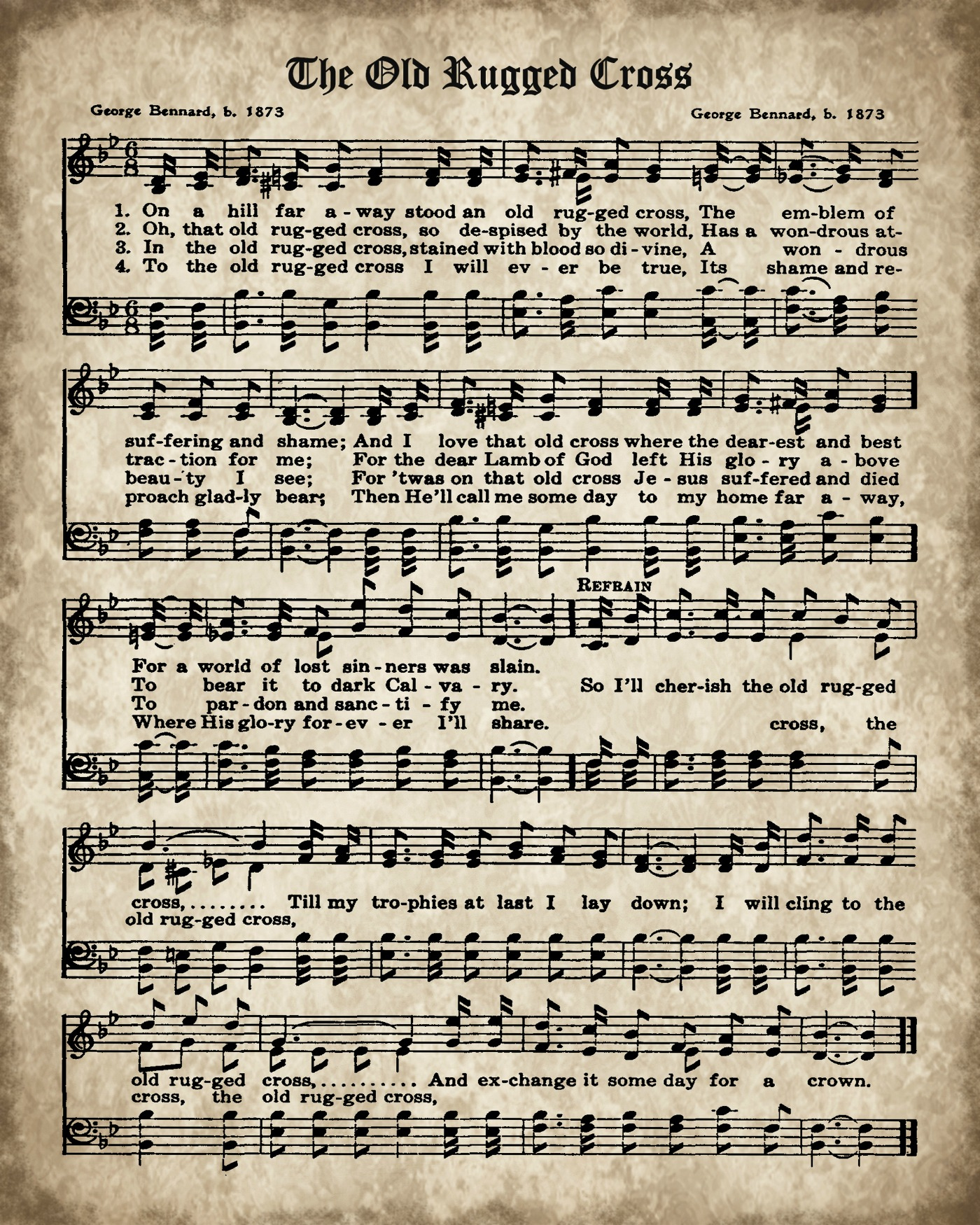 Free Free Printable Sheet Music For The Old Rugged Cross, Download with regard to Free Printable Old Rugged Cross Sheet Music