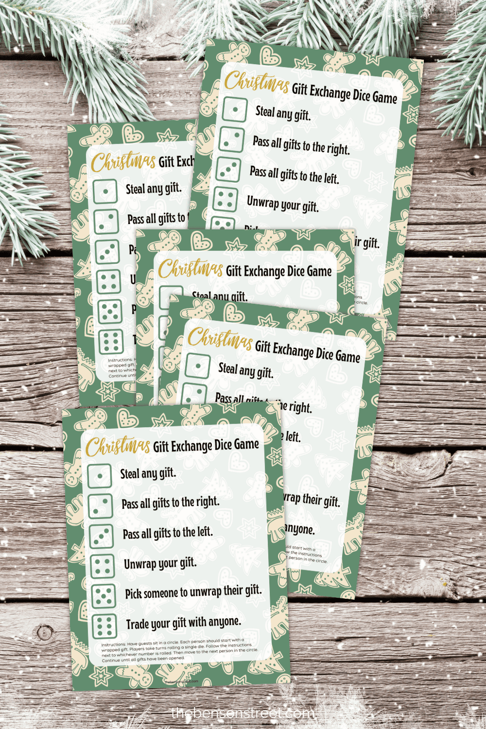 Free Gift Exchange Christmas Dice Game Printable - The Benson Street for White Elephant Dice Game Free Printable