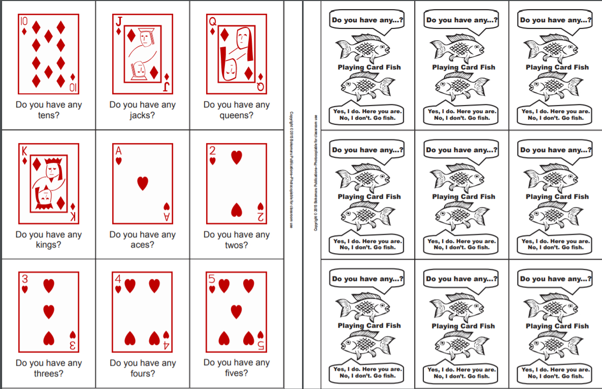 Free Go Fish Card Game - Virtual Writing Tutor Blog regarding Printable Go Fish Cards