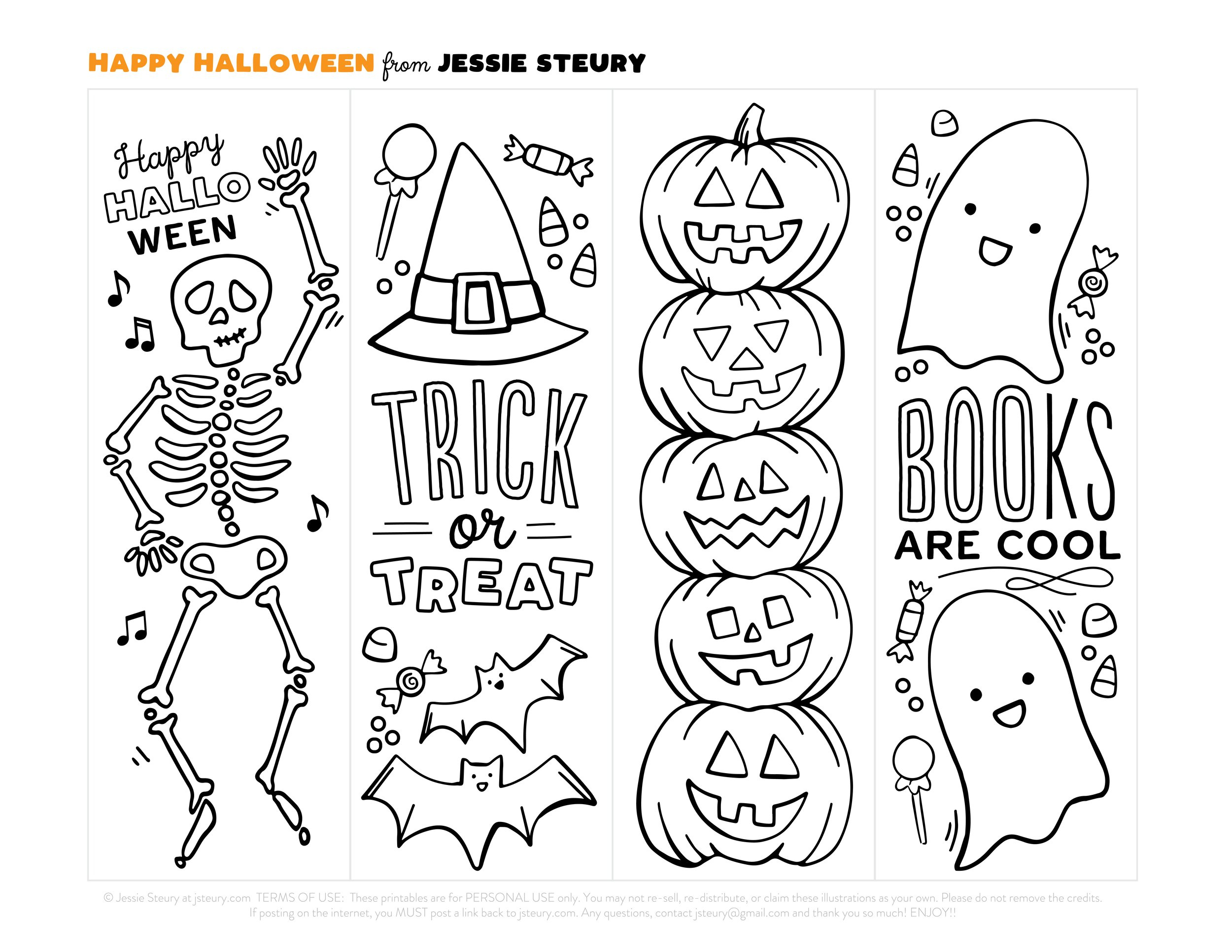 Free Halloween Bookmarks — Jessie Steury for Halloween Bookmarks Free Printable