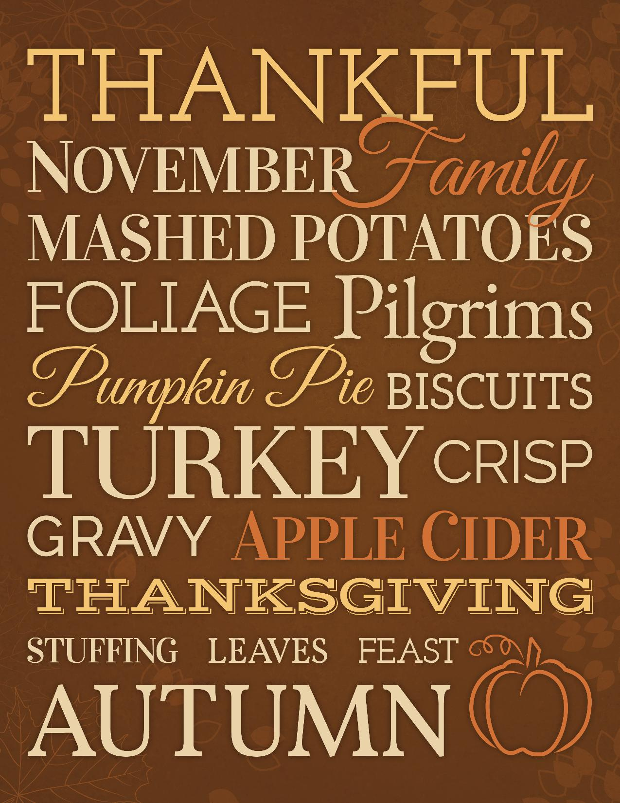 Free Holiday Subway Art Printables - Halloweencostumes Blog inside Free Thanksgiving Subway Art Printable