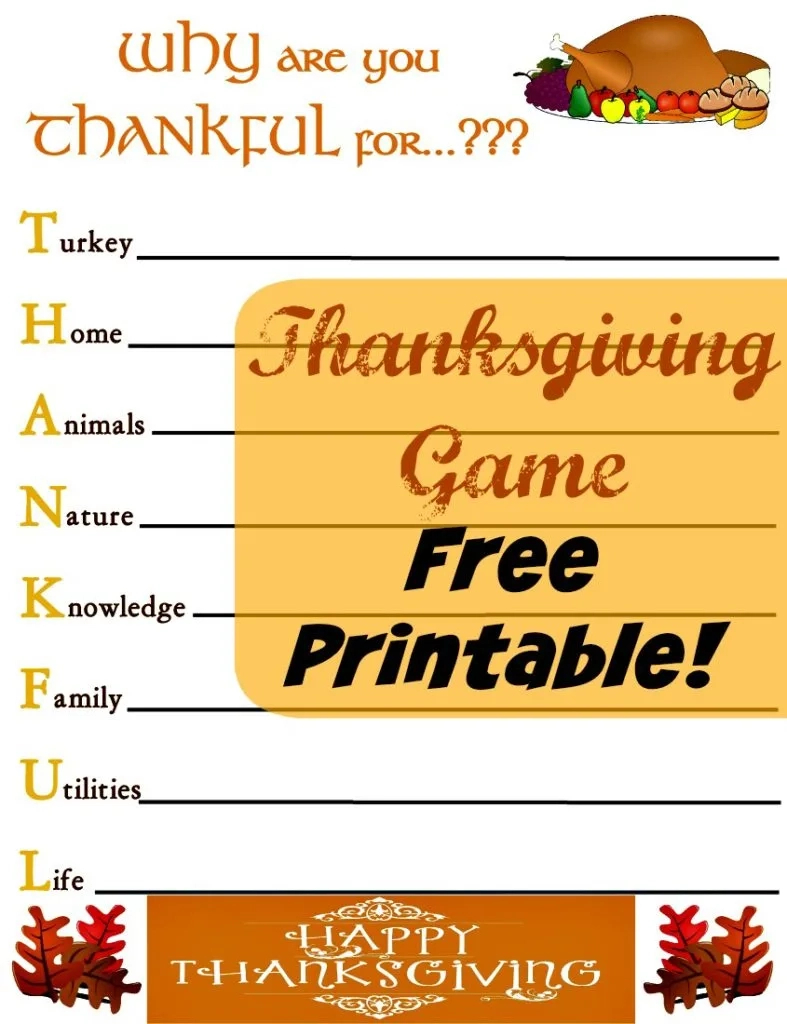 Free I Am Thankful For Worksheet (3 Simple Printables!) - Leap Of with regard to Free Printable Thanksgiving Games For the Family