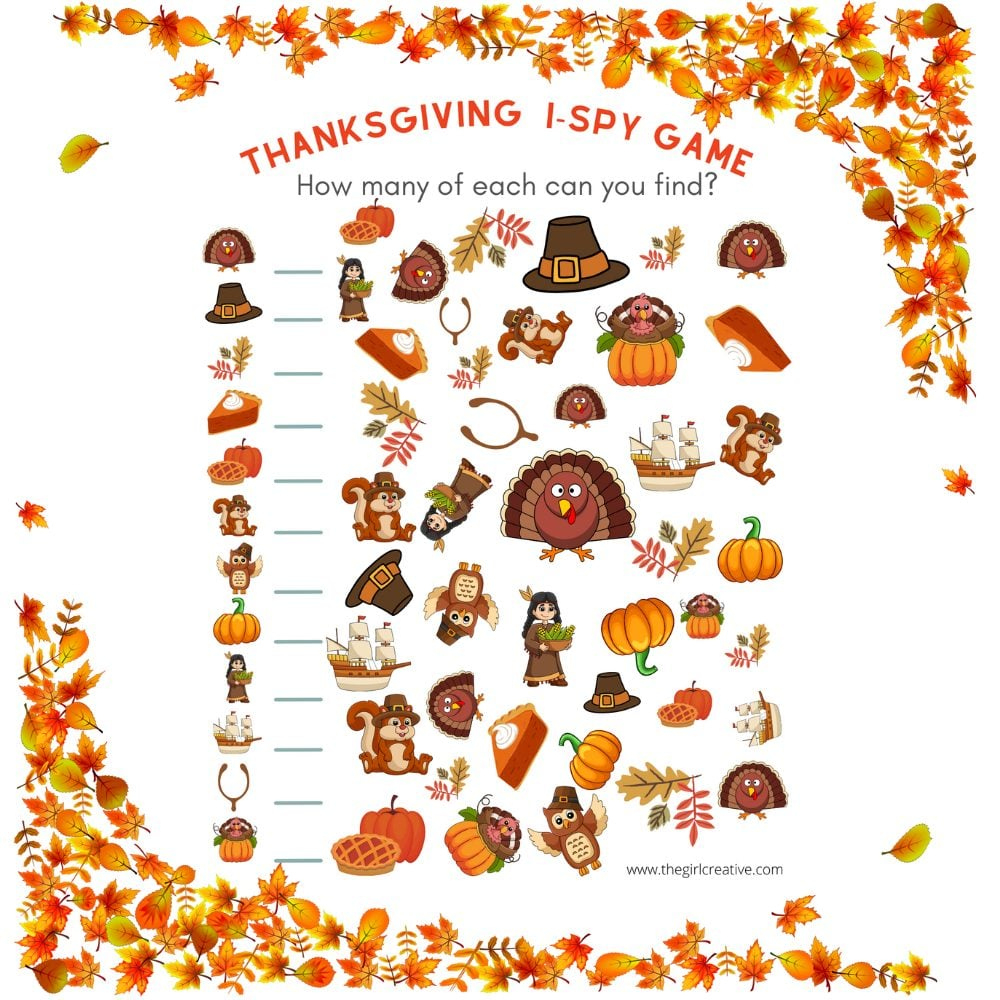 Free I-Spy Thanksgiving Printables - The Girl Creative with regard to Printable Thanksgiving I Spy