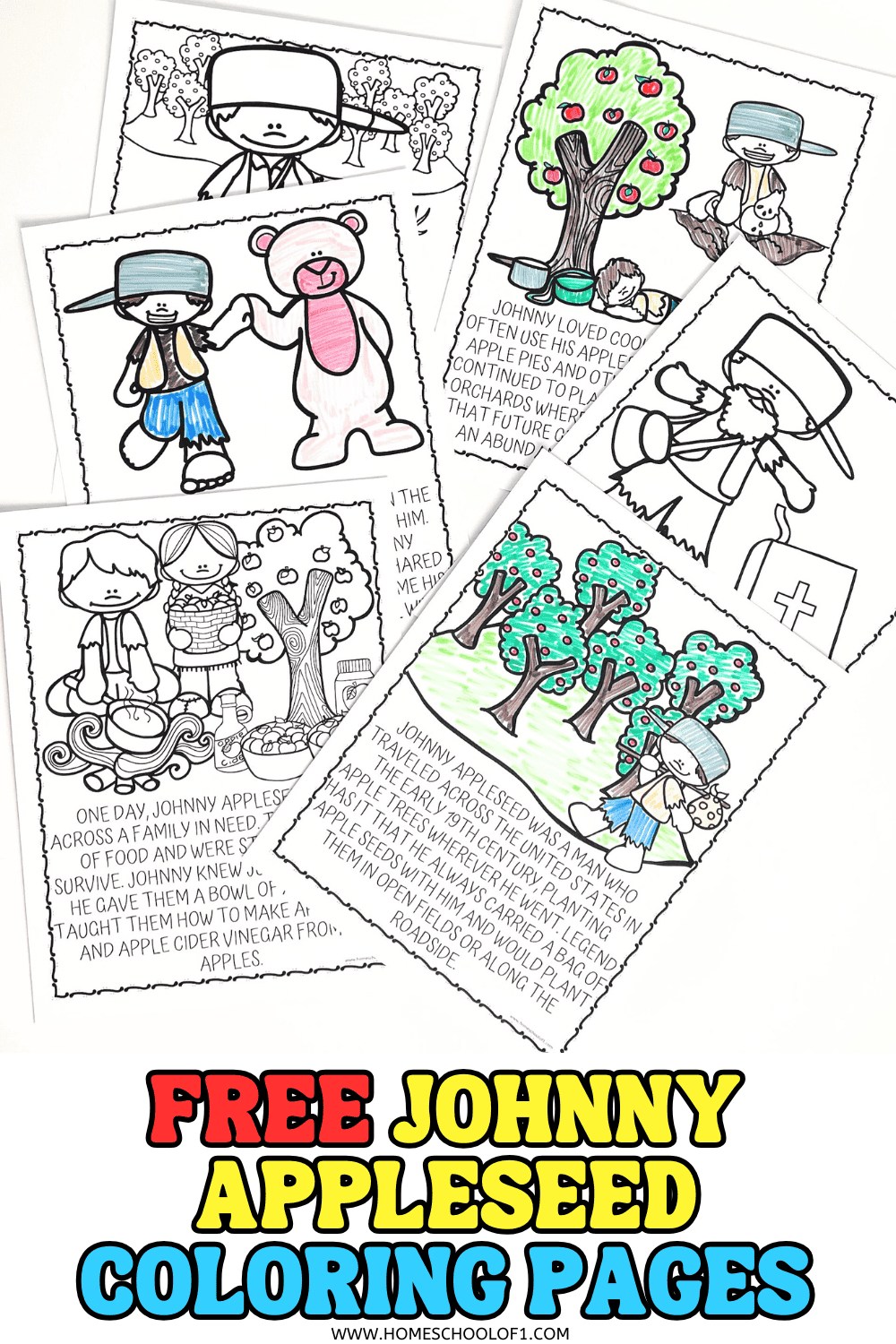 Free Johnny Appleseed Coloring Page For Kids for Johnny Appleseed Printable Story