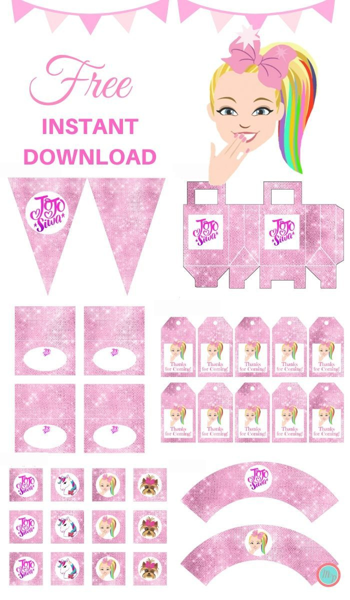 Free Jojo Siwa Party Printable - Instant Download intended for Free Jojo Siwa Printables
